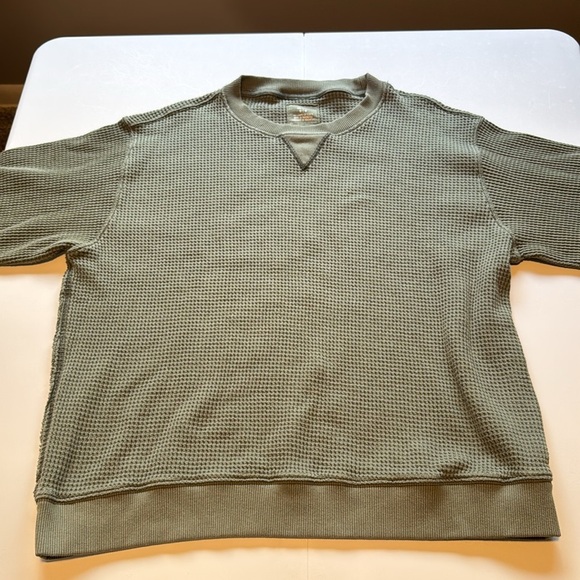 Aerie Olive Waffle Knit Crewneck Sweater - Picture 3 of 6